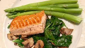 Remove fish from pan, and keep warm. Salmon Asparagus Spinach And Mushroom Spinach Stuffed Mushrooms Steak And Mushrooms Salmon And Asparagus