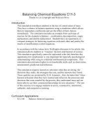 Student exploration balancing chemical equations worksheet. Balancing Chemical Equation
