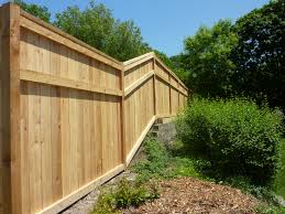 Neighbors Side Of Custom Cedar Wood Fence Picture Also Shows How We Can Have The Fence Go Up A Steep I Privacy Fence Designs Fence Design Cheap Privacy Fence