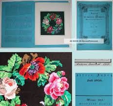 Antique Handpainted Berlin Woolwork Roses Wreath Chart