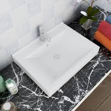 Découvrez le grand choix de vasques à poser céramique décoratives: Vasque Poser En Ceramique Rectangulaire Blanche 60 X 46 Cm Lavabo Haute Qualite Salle De Bains Cdiscount Bricolage