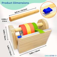 Multi-Roll Wood Masking Tape Holder and Dispenser for Kids