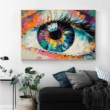 Abstract eye art prints society6. Abstract Colorful Eye Oil Painting Printed On Canvas Graffiti Art Wall Art Canvas Painting Wall Pictures For Living Room Cuadros Painting Calligraphy Aliexpress