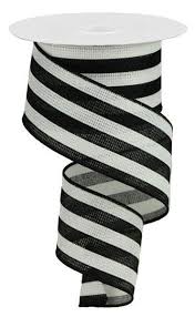 Black And White Striped Ribbon Black White Stripe Wired Ribbon By The Roll 2 5 X 10 Yard Roll Black White Stripes Black Stripes Black