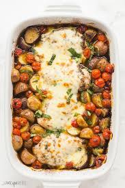 This Caprese Chicken And Potatoes Is An Easy Casserole Recipe With Big Flavor Chicken Breasts Little P Caprese Chicken Chicken Caprese Recipe Caprese Recipes