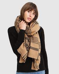 Panorama Check Scarf Camel Belle Bloom