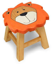 Childrens Pine Wooden Lion Kids Stool Chair Kids Stool Painting Kids Furniture Kids Wooden Toys