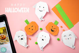 In halloween, herbst on 28/08/17. Halloween Origami Boo Einfache Faltanleitungen Wunderbunt De