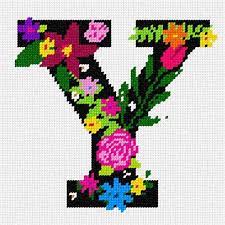 Maybe you would like to learn more about one of these? Needlepoint Kit Or Canvas Letter Y Primary Floral Etsy Cross Stitch Alphabet Patterns Cross Stitch Alphabet Floral Cross Stitch