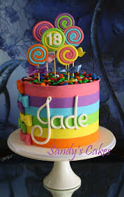 Candy Cake By Sandy S Cakes Www Tablescapesbydesign Com Https Www Facebook Com Pages Tablescapes By Design 129811416695 Rainbow Cake Cake Candy Cakes