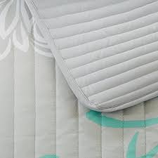 This is a contemporary, reversible quilt with a geometric style on the front side and a solid on the other side. Bedding Linen Aqua Grey Full Queen Comfort Spaces Enya 3 Piece Quilt Coverlet Bedspread Ultra Soft Floral Printed Pattern Bedding Set Home Hyundai Lighting Com Mk
