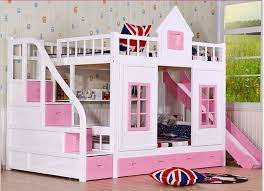 Children Bunk Bed Wooden 2 Floor Ladder Ark With Slide Bed Pink Children Bedrooms Set Furniture Bule Children Kids Bedroom Sets Kids Bedroom Kids Bedroom Decor