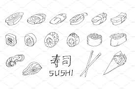 Sushi Set Hand Drawing Sushi Drawing Drawing Illustrations How To Draw Hands