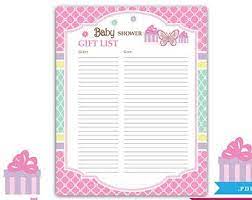 Baby Shower Guest List Sign In Sheet Baby Shower Printables Baby Shower Gift List Baby Shower