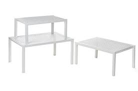 Heim Concept Counter Shelf 3 Pack Kitchen Cabinet Closet Organizer Extendable And Stackable Nesting Tables White