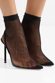 Caden Suede And Leather Trimmed Fishnet Sock Boots