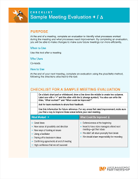 Sample Meeting Evaluation Plus Delta Labor Management