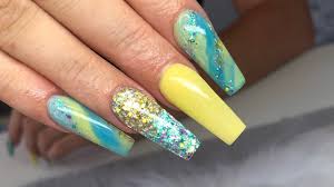 Therefore, blue coffin nails has been the trendy nails design for many girls in summer, fashionable and cool. Super Blingy Glitter Acrylic Nails Design Youtube
