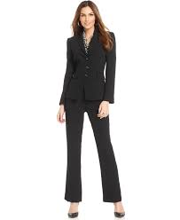 Black And White Pinstripe Suit Womens Tahari By Asl Petite Pinstripe Toggle Front Pantsuit Macys Pantsuit Fashion Suits For Women