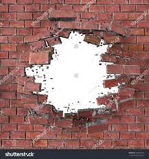 3d Render 3d Illustration Explosion Cracked Red Brick Wall Bullet Hole Destruction Abstract Background Brick Wall Drawing 3d Illustration Types Of Art