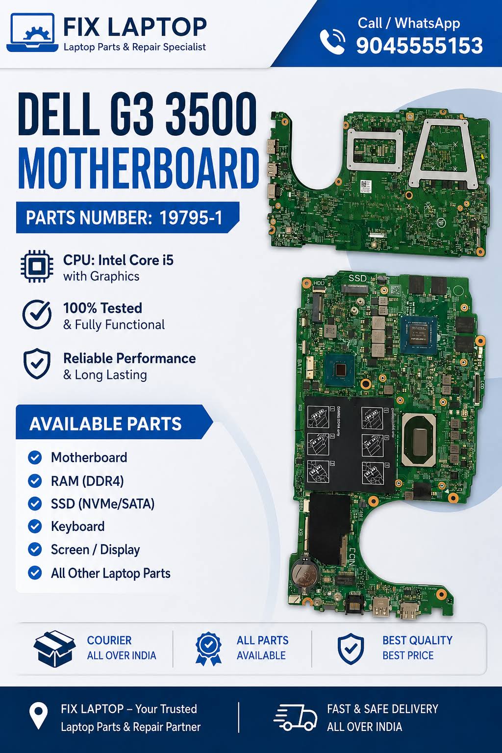 Dell G3 3500 Motherboard | Part No. 19795-1 | Intel Core i product image