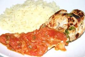 Sauteed Sweet Chicken Breasts With Spicy Tomato Chutney White Rice Recipe Recipe Sweet Chicken Rachael Ray Recipes Chicken Spicy Tomato Chutney