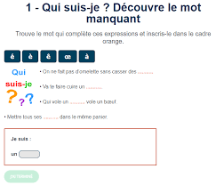 Jeu De Francais Qui Suis Je Decouvre Le Mot Manquant Jeux Educatifs En Ligne Exercices De Vocabulaire Jeux De Francais