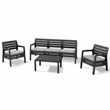 Découvrez le salon de jardin chicago au confort optimal avec ses sièges ergonomiques. Allibert Mobilier De Jardin Delano 4 Pieces Graphite Salon De Jardin Terrasse Ebay