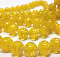 10MM Dark Yellow Swirl Glass Round Bead (36 pieces)