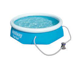 Ser at der er et fint bordbænkesæt hvor der tydeligt står 399 kr. Pool 2100 Liter Bestway Jem Fix