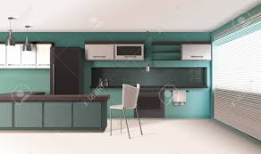 modern kitchen interior realistic