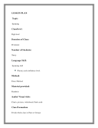 Try to do certain activities at the same time every day. Lesson Plan For Speaking Skills