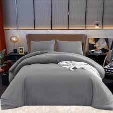 Sleek male bedroom idea with curated decor. Amazon Com Wellboo Gray Comforter Sets Plain Grey Men Bedding Sets Queen Solid Color Women Adult Teen Full Comforters Dark Durable Blankets Lightweight All Gray Quilts Breathable Health With 2 Pillowcases Kitchen