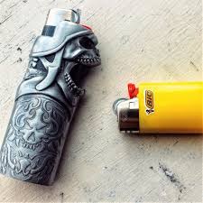Handmade Standard Size Lighter Metal Sleeve Case Cover Pattern In Skull Head For Bic Lighter Standard Size Bic Lighter Light Standard Lighter Case