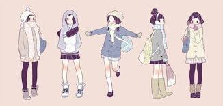 Anime characters become not only iconic of japanese culture, but also popular subject of drawings characterized by vibrant colors and fantastic themes. Winter Clothes Girls Illustration Drawing Clothes Anime Outfits