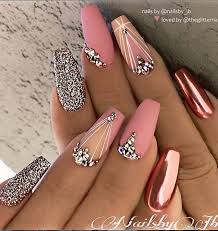50 Pretty French Pink Ombre And Glitter On Long Acrylic Coffin Nails Design Page 35 Of 53 Latest Fashion Trends For Woman Rose Gold Nails Design Gold Nail Designs Rose Gold Nails You can opt for a striking deep turquoise color for 47.