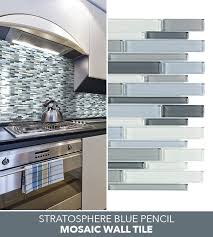 Jeffrey Court Stratosphere Blue Pencil 12 875 In X 12 5 In X 8 Mm Interlocking Glossy Glass Mosaic Tile 99148 The Home Depot Kitchen Backsplash Designs Mosaic Glass Glass Mosaic Tiles