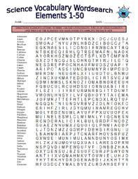 Periodic Table Of Elements Wordsearch Elements 1 50 Chemistry No Prep Periodic Table Classwork Middle School Teachers