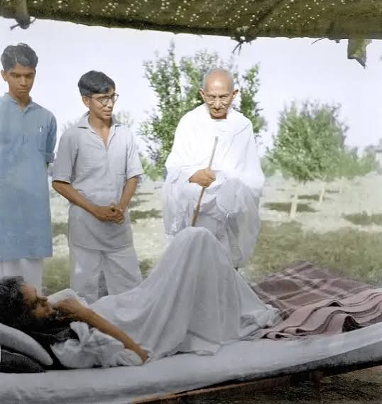 Mahatma Gandhi Print, Wardha Resting Scene