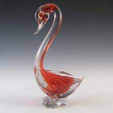 Blue Neodymium Sommerso Glass Swan Figurine