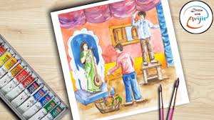 13:17 draw with shiba recommended for you. How To Draw Saraswati Puja Saraswati Puja At School By Draw With Avijit Youtube