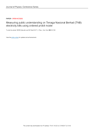 We did not find results for: Pdf Measuring Public Understanding On Tenaga Nasional Berhad Tnb Electricity Bills Using Ordered Probit Model