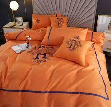 Searching the largest collection of orange bedding at the cheapest price in tbdress.com. Luxury Cotton Bedding Set Orange Bed Lining Branded Set Horse Pattern Sheet Duvet Pillow Cases 220 240cm Rozitta Rapetti Gucci Silk Twill