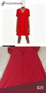 Zara Trafaluc Red Dress Zara Red Dress V Neck Zara Dresses