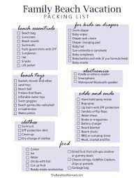 family beach vacation packing list printable the barefoot nomad