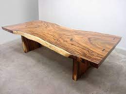 60w x 30d x 19t. Large Natural Edge Live Edge Acacia Slab Table With Indonesian Rosewood Butterflies Matching Wood Panel Legs Www Theda Wood Furniture Design Slab Table Wood