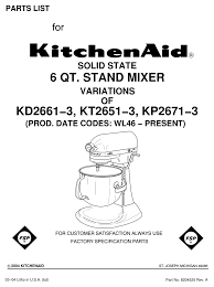 Related manuals for kitchenaid professional 600 series. Kitchenaid Kp2671xac Professional Stand Mixer Parts List Pdf Download Manualslib
