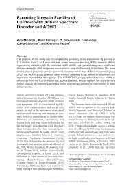 Pdf Parenting Stress In Families Of Children With Autism Spectrum Disorder And Adhd