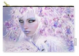 Unicorn Rose Goddess Zip Pouch by Carol Cavalaris