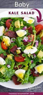 Baby Kale Salad Recipe The Gracious Pantry Baby Kale Recipes Recipe Baby Kale Salad Recipes Clean Eating Salads Thanksgiving Dinner Recipes